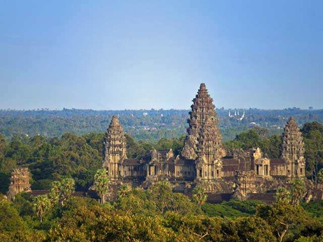 Angkor Wat in Siem Reap seen from above.