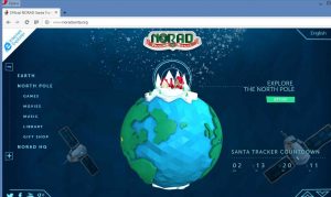 Screen shot of NORAD Santa Tracker.