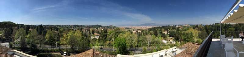 Panorama from Villa Cora roof top terrace.