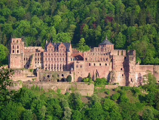 Heidelberg Castle is overlooking the city of Heidelberg.