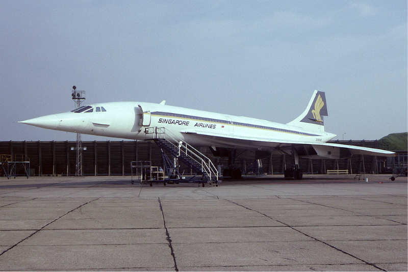 The port side of BA´s Concorde with SIA livery used London - Singapore in the 1970´s.