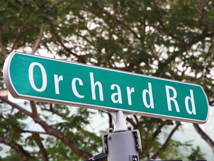 Orchard Road sign in Singapore.