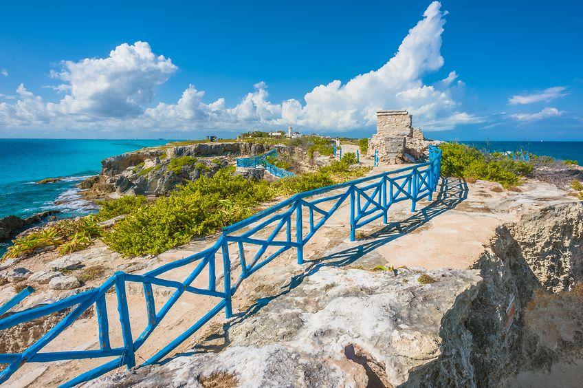 tourist trail and archaeological site on isla mujeres in cancun, mexico