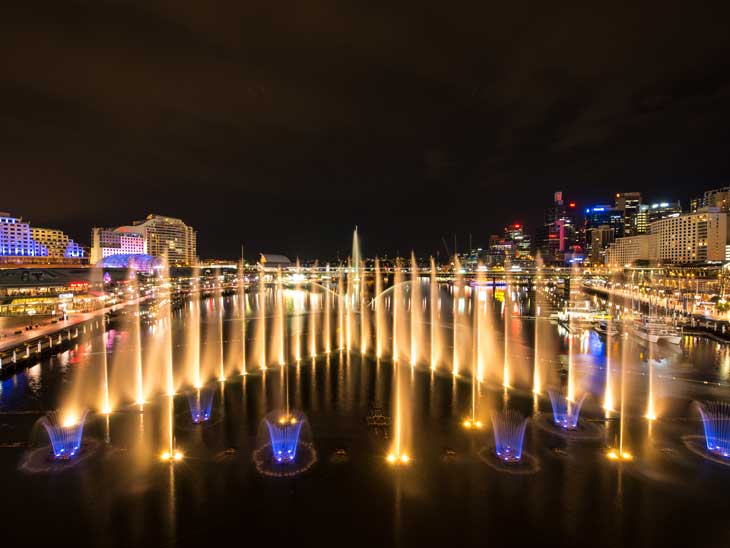 Darling Harbour, Sydney during Vivid Lights.