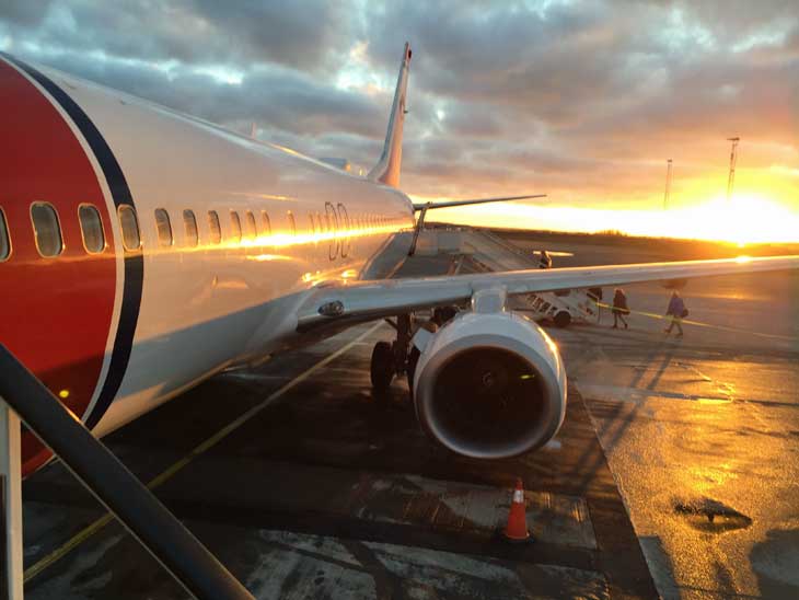 Norwegian´s aircraft on an early spring day in Aalborg, Denmark.