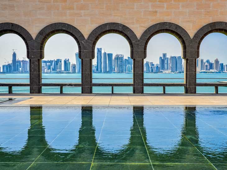 Doha skyline seen from Museum of Islamic Art.