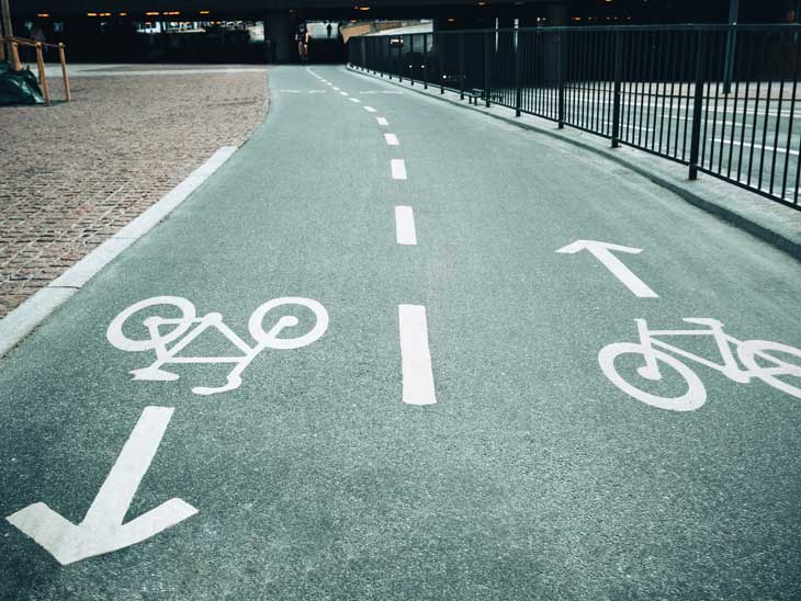 Bike lanes in the city. 