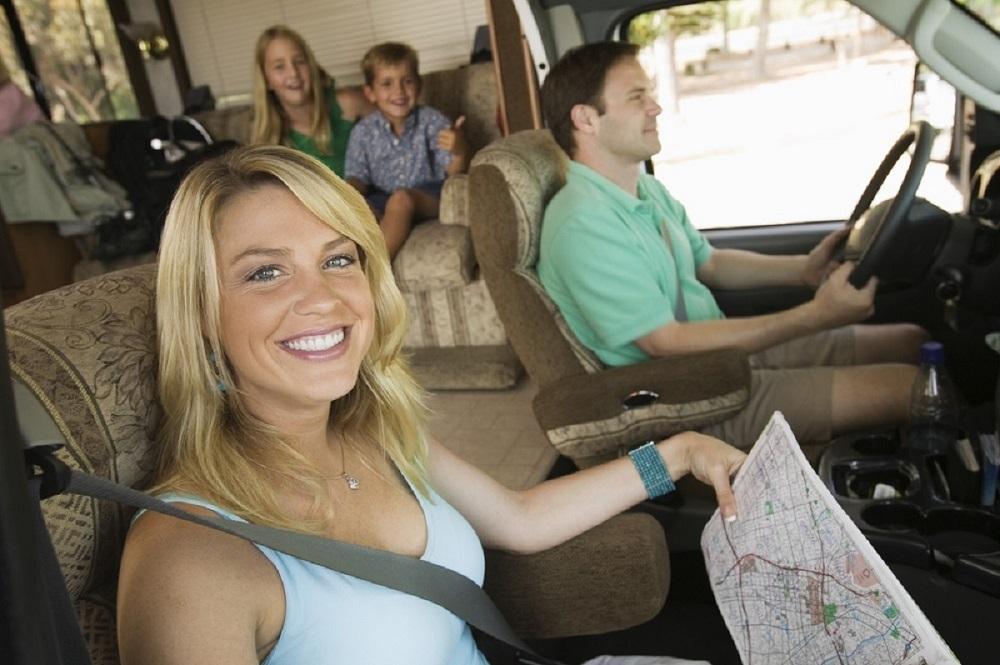 Family on a caravan adventure.