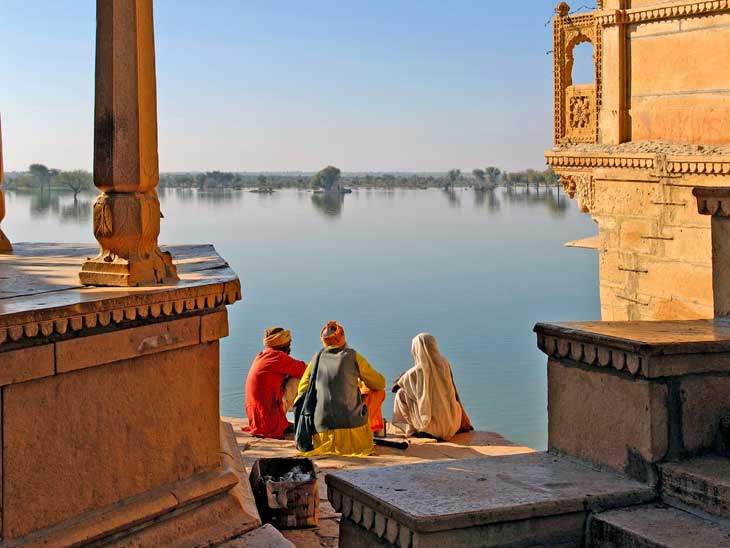 The lake near Jaisalmer, Rajasthan, India.
