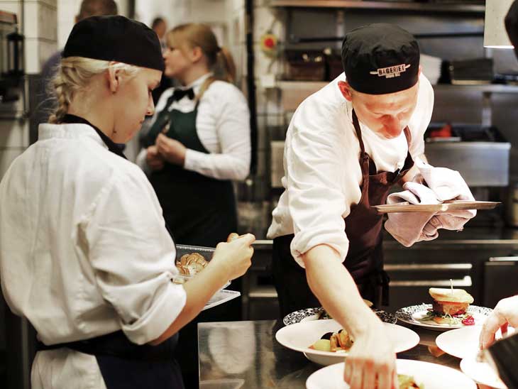 Chefs at work at Eriks Bakficka, Östermalm.