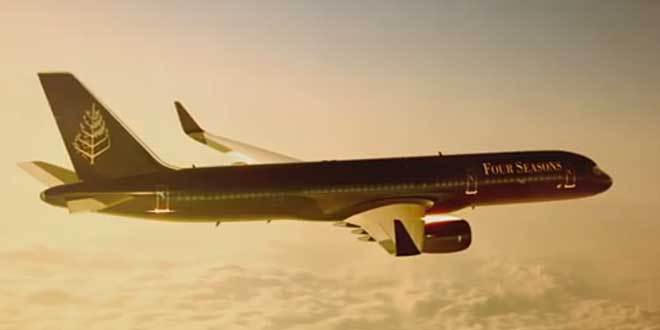 Four Seasons Boeing 757 in flight.