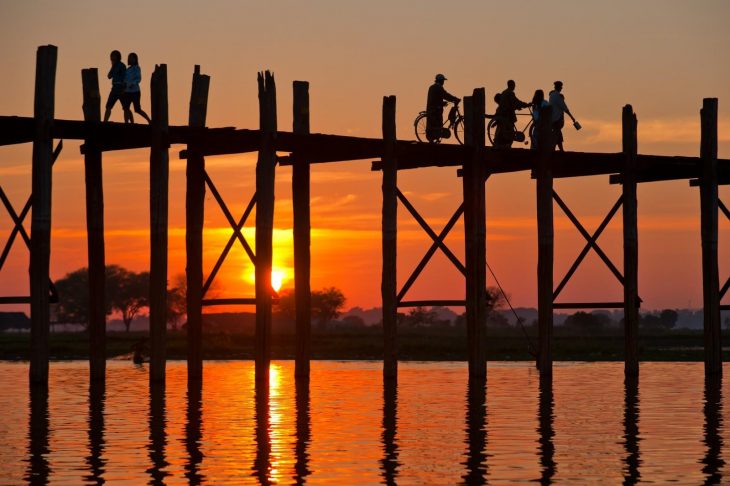 U Bain Bride in Mandalay, Myanmar, is the longest wooden brigde in the world.