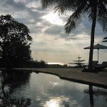 Sunset at the main pool at The Damai.