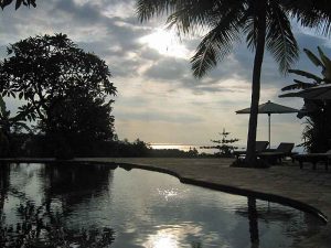 Sunset at the main pool at The Damai.