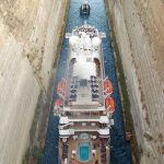 seadream cruise ship in the corinth canal