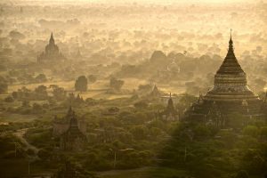 Sunrise over Bagan, Myanmar.