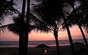 The view from the beach villa at dusk at Sandoway Resort, Ngapali.