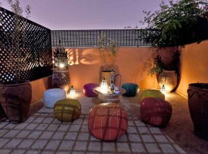 Roof top bar at one of the riads in Marrakech.