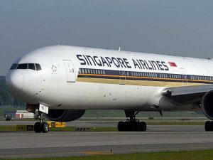 Singapore Airlines Boeing 777-300ER taxiing.
