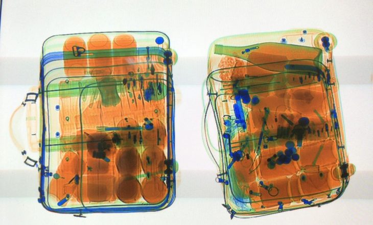 bags x-rayed at airport security.