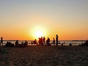 Sunset on the beach in Tel Aviv.