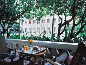 The verandah of a Raffles Courtyard Suite, Singapore.