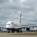 The first BA Airbus A380 arrives on the southern runway at Heathrow Airport. picture David Dyson