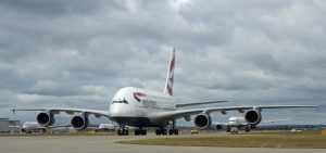 The first BA Airbus A380 arrives on the southern runway at Heathrow Airport. picture David Dyson