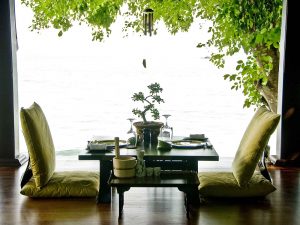 Private dining in spa hut at Pangkor Laut Resort, Malaysia.