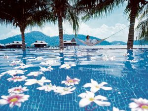 Pool at Royal Bay Beach Club, Pangkor Laut Resort in Malaysia.