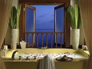 Private dining in spa hut at Pangkor Laut Resort, Malaysia.