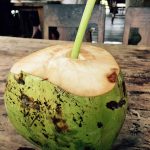 Fresh coconut water, right out of the nut in Ubud, Bali.