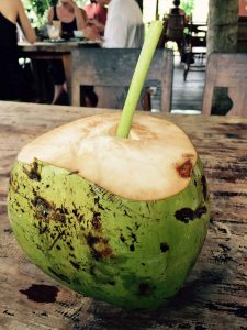 Fresh coconut water, right out of the nut in Ubud, Bali.