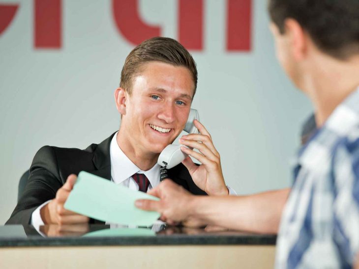 This is not Patrick Gallagher but a nice illustration of how it can be behind the counter at an airport.