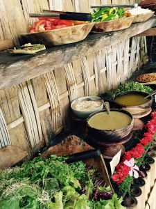 Vegetarian, organic buffet at The Yoga Barn in Ubud, Bali.