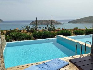 The pool of a maisonette at Blue Palace, Crete.