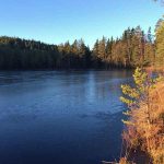 A sunny winter day by the lake at Camp Sävenfors, Sweden.