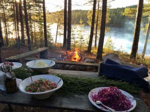 food by the lake