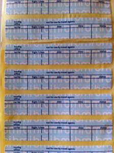 Revalidation stickers for air tickets.