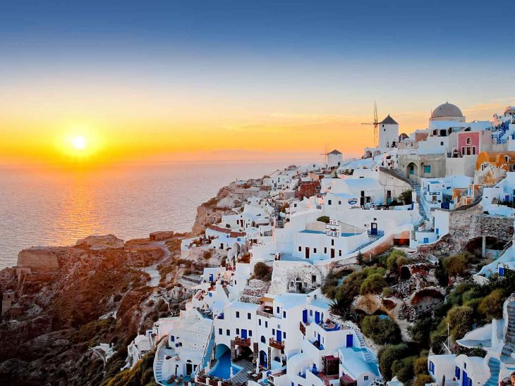 Sunset in the Cyclades, Greece.