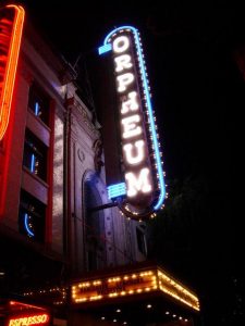 Sign of Orpheum Theatre in Vancouver.