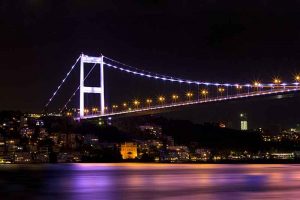 One of the bridges over the Bosporus connect Europe with Asia.