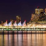 Canada Place in Vancouver at night.