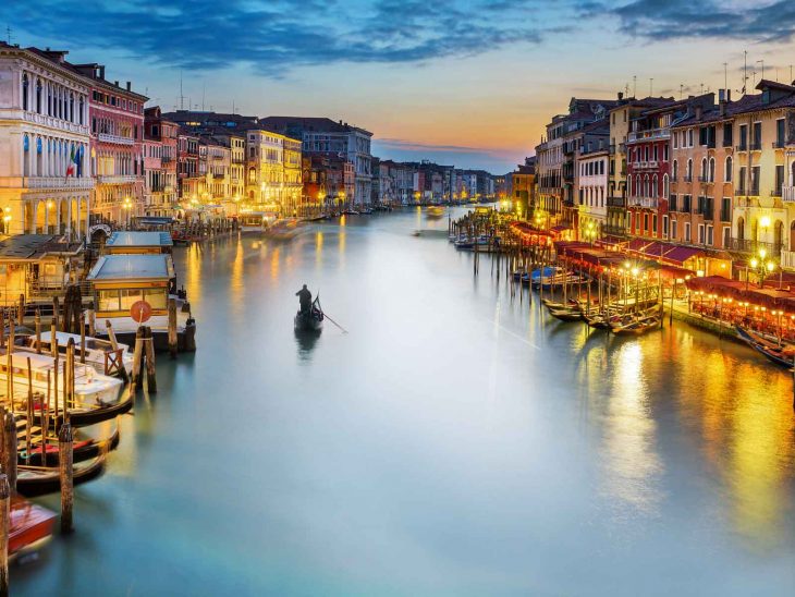 Grand Canal in Venice at night.