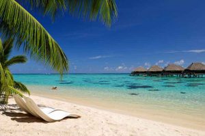 Beach on Moorea, French Polynesia.