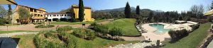 Panorama of hotel and pool at La Meridiana Resort.