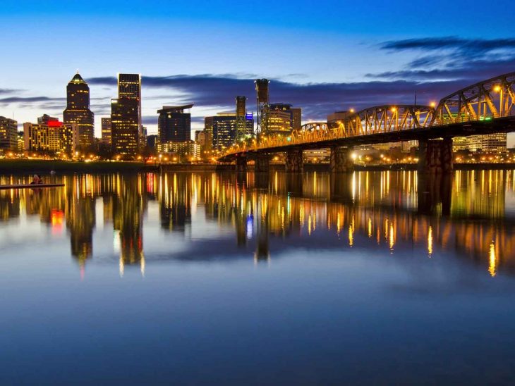 Portland, Orgeon skyline at dusk.