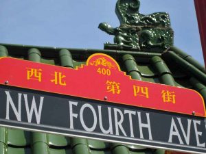 Streetsign in Chinatown, Portland.