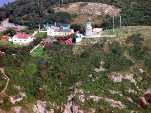 Aerial shot of the Falcon´s Nest (Falknästet) at Kullaberg.