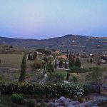 Il Falconiere seen from the winery at dusk